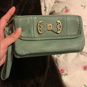 Nica turquoise leather wristlet